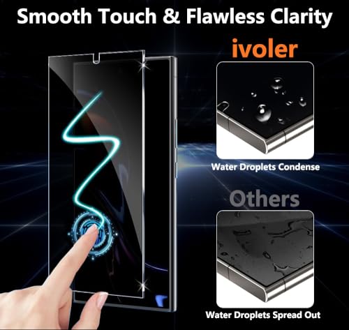 [2+2 Pack for Samsung Galaxy S25 Ultra Privacy Screen Protector Tempered Glass with Camera Lens Protector - High Transparency, Shockproof, Anti-Smudge, Supports Fingerprint Unlock - size: S25U 2+2