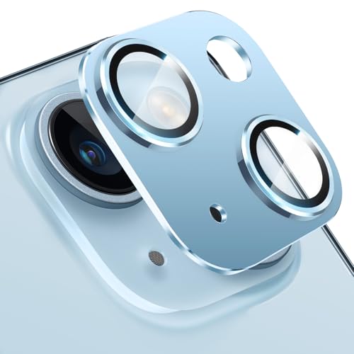 Compatible with iPhone 14 and iPhone 14 Plus Camera Lens Protector, Anti-Scratch Tempered Glass Camera Screen Protector Shockproof Full Protective Camera Cover Case Friendly Lens Cover-Sierra Blue - color: Sierra Blue Glossy, size: for iPhone 14 / 14 Plus