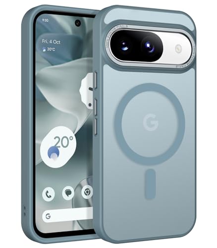 BENTOBEN for Google Pixel 9 Case [Compatible with Magsafe] Translucent Matte Magnetic Pixel 9 Case Slim Thin Shockproof Women Men Girls Boys Protective Phone Cases for Google Pixel 9 6.3", Grey Blue - color: Grey Blue