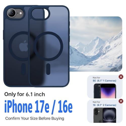 Eastinbox Magnetic iPhone 17e & 16e Case, Matte Protective Case, Blue | Shockproof, Compatible with MagSafe, Military-Grade Protection, Anti-Yellowing, Phone Case for iPhone 17 e/16 e 6.1" - color: Deep Blue
