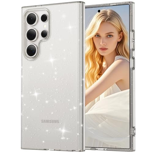 Glitter Case for Samsung Galaxy S23 Ultra 5G Case, Bling Glitter Shockproof Phone Case for Galaxy S23 Ultra Case, Anti-Yellowing Clear Glittering Protective Case for Women and Girls (Clear) - color: Clear, size: S23 Ultra