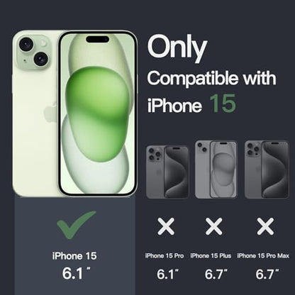 JETech Case for iPhone 15, Anti-Yellowing, Green | Shockproof Protection, Scratch Resistant Hard PC Back, Durable Transparent TPU Bumper - color: Green, size: iPhone 15