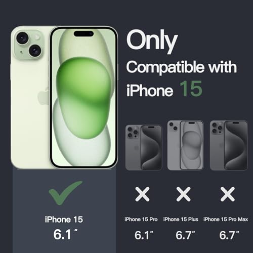 JETech Case for iPhone 15, Anti-Yellowing, Green | Shockproof Protection, Scratch Resistant Hard PC Back, Durable Transparent TPU Bumper - color: Green, size: iPhone 15