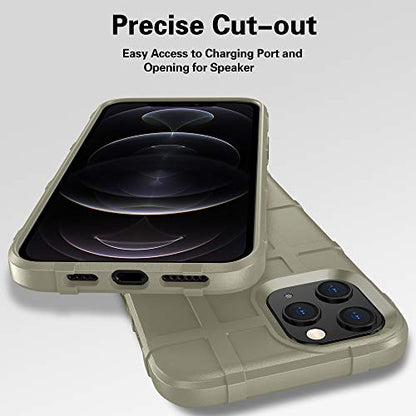 Rugged Shield TPU Thick Solid Armor Tactical Protective Case Compatible with iPhone 12 Pro Max (6.7 inches) - Light Clay - color: Light Clay, size: iPhone 12 Pro Max