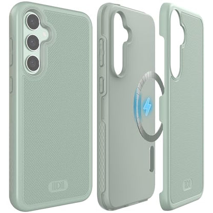 TUDIA MergeGrip Magsafe Compatible Phone Case for Samsung Galaxy S23 FE 2023 - Dual Layer, Shockproof, Military Grade, Non-Slip, Heavy Duty Protective Phone Case with Wireless Charging - Green Lily - color: Green Lily, size: Magnetic Galaxy S23 FE