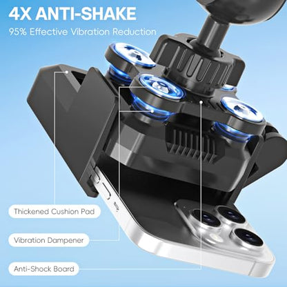 Motorcycle Phone Mount with Vibration Dampener - [No Block Camera] [1s Lock] Bike Phone Holder for 4.7"- 7" Cellphones - 2025 Powersports Electrical Device Mounts, Handlebar Holder for Scooter ATV