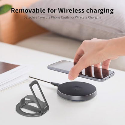 2-in-1 Magnetic Phone Grip & Stand for iPhone 15/16/17 Pro Max,Samsung Galaxy S26 Ultra, Pixel 10 – Hands-Free Holder for TikTok, Netflix, Video Calls, MagSafe Compatible (Gray) - color: Gray