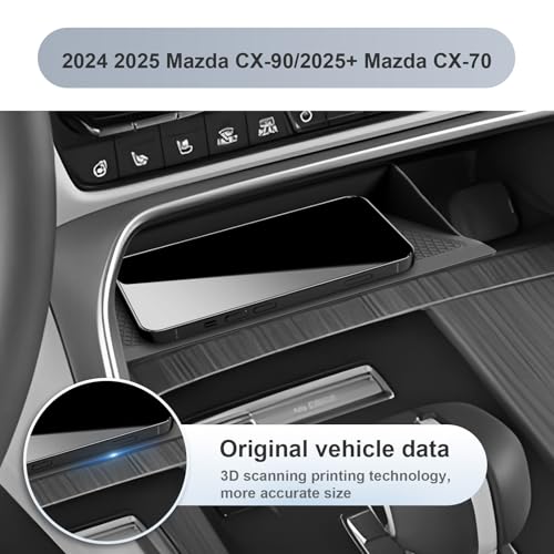 SKTU Upgrade for 2024 2025 2026 Mazda CX-90 Accessories Wireless Charging Mat for 2024 2025 2026 Mazda CX-90/2025 2026 Mazda CX-70 Center Console Non-Slip Pad 2024 2025 2026 CX-90 Console Mat - color: 2024+ CX-90/2025+ CX-70 Mat