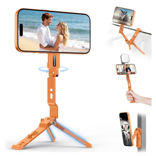 OMOTON TP03 [Ultra-Slim] 360° Rotating for MagSafe Tripod with Hook, Orange - color: Orange