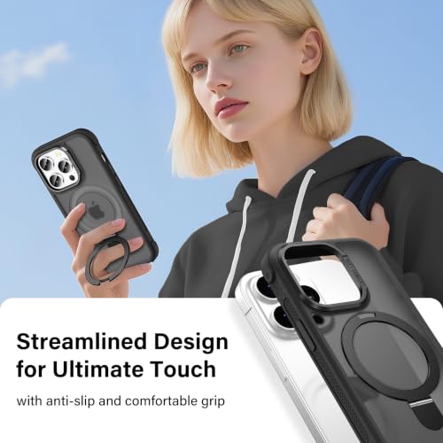 Designed for iPhone 13 Pro Max Case with Magnetic Stand, Black | Certified Drop Protection, Great Grip Feeling, Matte Translucent Back Slim Shockproof Phone Cover - color: Black, size: Iphone 13 Pro Max