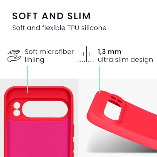 kwmobile Case Compatible with Google Pixel 9 Pro XL Case - Protective Slim TPU Cover with Soft Matte Finish - Neon Pink - color: neon pink