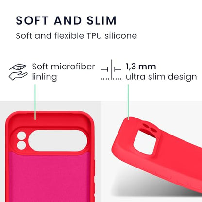 kwmobile Case Compatible with Google Pixel 9 Pro XL Case - Protective Slim TPU Cover with Soft Matte Finish - Neon Pink - color: neon pink