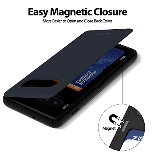 GOOSPERY Magnetic Door Bumper Compatible with Galaxy S10 Plus, Card Holder Wallet Case Easy Magnet Auto Closing Protective Dual Layer Sturdy Phone Back Cover-Midnight Blue - color: Navy, size: Galaxy S10 Plus