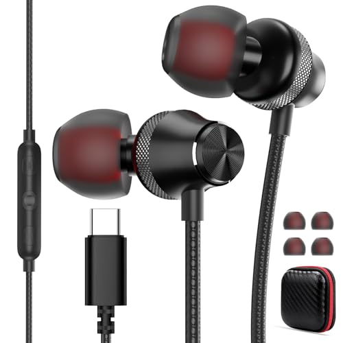 USB C Headphones Wired Earbuds for iPhone 18 Pro Max 17/Samsung S26 - color: Black