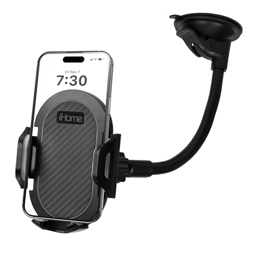 iHome Car Mount, Dashboard/Windshield/Vent Mount, Swivel Neck, Silicone Grip, Adjustable Mount Arm with Suction Cup Base (Gooseneck Car Mount) - style: Gooseneck Car Mount