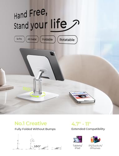 LISEN for iPad Stand Holder Adjustable Tablet Stand for Desk White - color: White