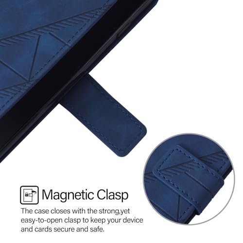 Faux Leather Flip Wallet Case for Motorola Moto G75, YBS Blue | Card Slots Storage, Magnetic Closure, Hands-Free Kickstand, RFID Blocking, Precise Cutouts - color: Blue