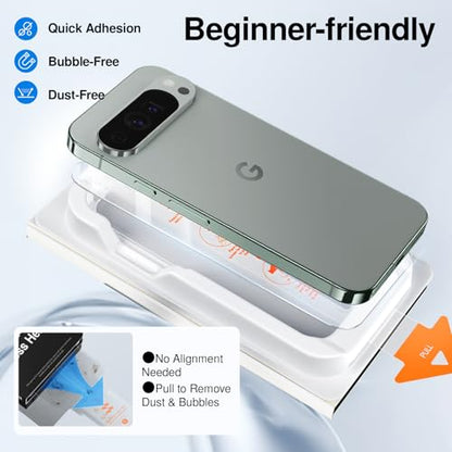 SMARTDEVIL Screen Protector for Google Pixel 9 Pro (3 Pack) + Camera Lens Protector, HD Tempered Glass, Fingerprint Unlock Friendly, 9H Military-Grade Protection, Scratch & Drop Resistant - size: Pixel 9 Pro