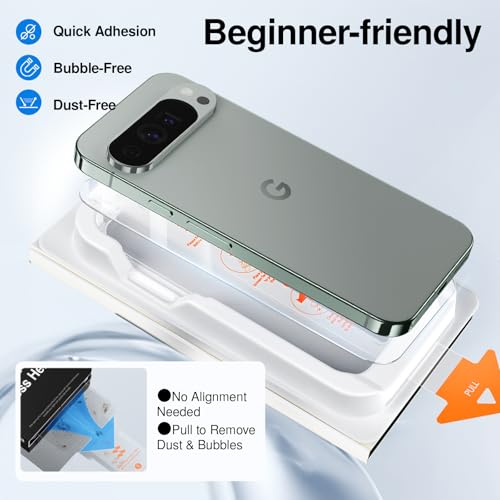 SMARTDEVIL Screen Protector for Google Pixel 9 Pro (3 Pack) + Camera Lens Protector, HD Tempered Glass, Fingerprint Unlock Friendly, 9H Military-Grade Protection, Scratch & Drop Resistant - size: Pixel 9 Pro