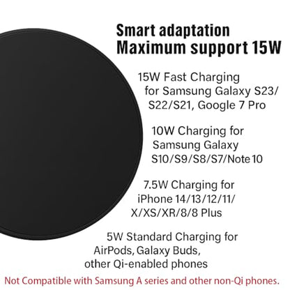 2 Pack 15W Fast Wireless Charger Compatible with iPhone and Samsung Galaxy - color: Black