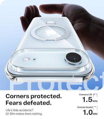 TORRAS for iPhone Air Case, Slim Magnetic Stand, Open-Edge Thin Frame Fit, Hard PC, Fit for MagSafe, Anti-Yellowing Phone Case for iPhone 17 Air, Daily Protection, Clear - size: iPhone Air
