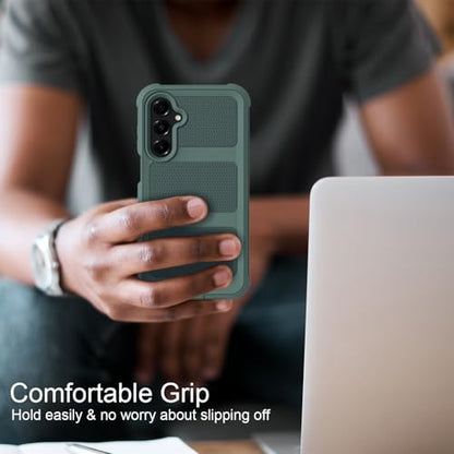 for Samsung Galaxy A16 5G Case with 2 Pack Tempered Glass Screen Protector, [Holster Series] Belt Clip Hard Tough Heavy Duty Rugged Shockproof Protective Cell Phone Case (Dark Green) - color: Dark Green
