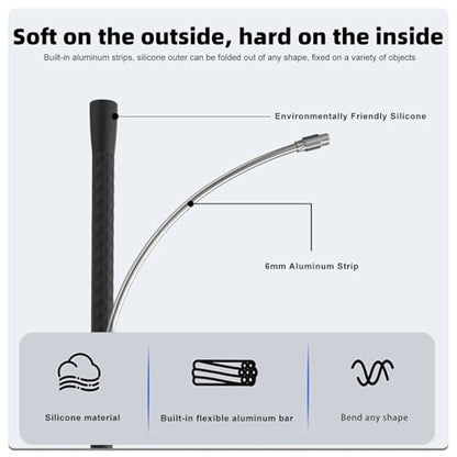 Portable Flexible Phone Holder with Handle for Treadmill, Spin Bike, Stroller, Tripod, Shopping Cart, Desk, Logitech Webcam, 23.6" / 60cm Long Arm Gooseneck Phone Mount for 4.7”- 7" Cell Phones