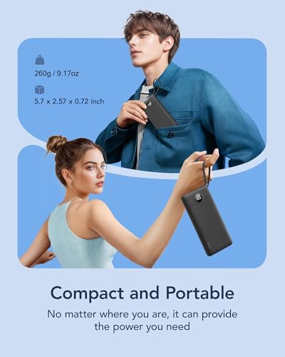 VRURC Portable Charger with Built in Cables, Slim Power Bank 10000mAh