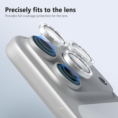 TENOC Camera Lens Protector for iPhone 17 Pro & 17 Pro Max, Silver Glitter - size: iPhone 17 Pro/17 Pro Max