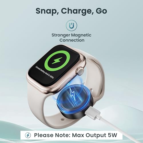 RUXELY Magnetic Charger 5W for Apple Watch 12,USB C iWatch Charger Adapter - color: Black
