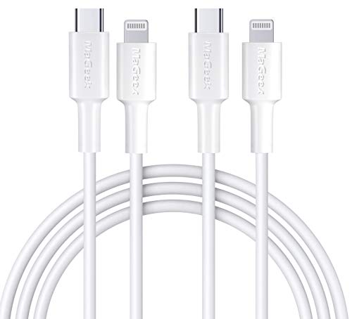 MaGeek USB C to Lightning Cable 6ft, [Apple MFi Certified] [2-Pack] PD Charger Compatible with iPhone 14/13/12/11/X/8, iPad Air/Air Pods, Supports Power Delivery - color: 2pcs_6ft_White