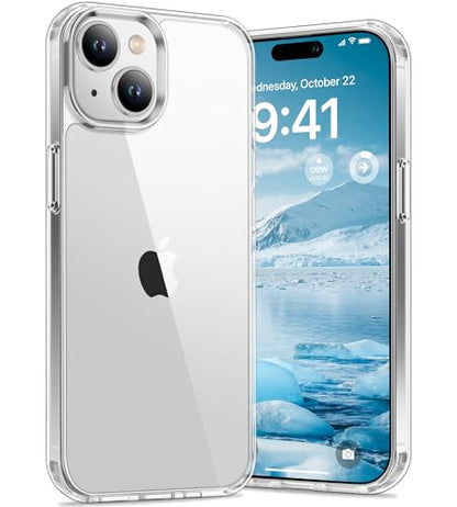 Vakoo Clear Case for iPhone 15 Plus, Anti-Yellowing | Hard Back with Military-Grade Drop Protection, Wireless Charging Compatible - color: Transparent, size: iPhone 15 Plus