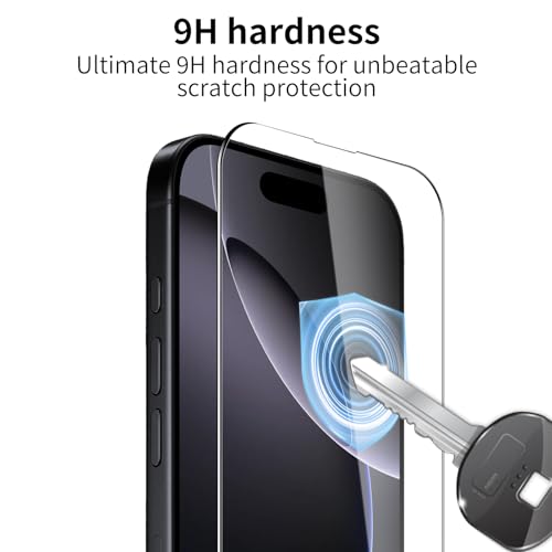 3 Pack Screen Protector for iPhone 16 Pro with 3 Pack Camera Lens Protector, Tempered Glass Film, 9H Hardness, HD Clear, Scratch Resistant, Case Friendly, Easy Install - size: iPhone 16 Pro