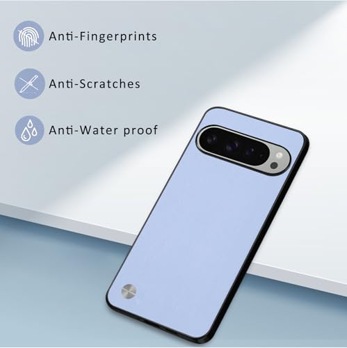 Case for Google Pixel 9 / Google Pixel 9 Pro, Anti-Fingerprint Faux Leather Back + Soft TPU Shockproof Durable Edges, Anti-Scratch Slim Fit Camera Protective Cover Phone Case (Gray) - color: Gray, size: Google Pixel 9/9 Pro