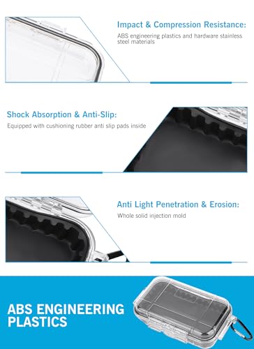 Waterproof Storage Case, Outdoor Sports Survival Equipment Sealed Box Dustproof Pressure Proof Dry Boxes for EDC Tools, Phone, Keys(Clear)