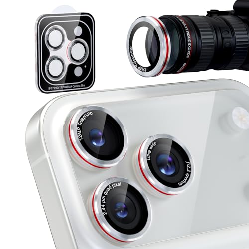 Compatible with iPhone 17 Pro Max/17 Pro Camera Lens Protector - color: Silver + Red
