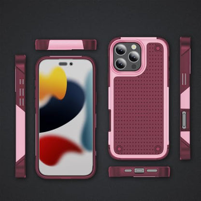Designed for iPhone 16 Pro Max Case 2 in 1 Gift Militay Grade Drop Protective Rugged Heavy Duty Cover Shockproof Case for iPhone 16 Pro Max Phone Case for Women Men Boy Girl (Pink) - color: Pink