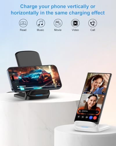 NANAMI Wireless Charger Stand 2 Pack, 10W Fast Desktop Charging Stand - color: Black&White, size: 2Pack