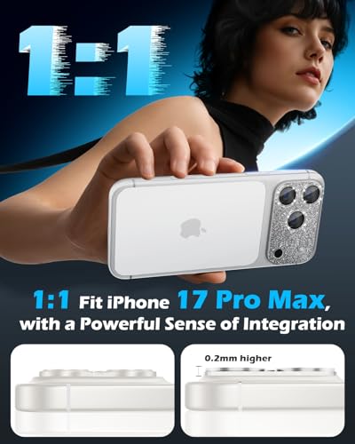 imluckies Compatible with iPhone 17 Pro Max Camera Lens Protector Bling, Ultra HD Tempered Glass Shiny Diamond Camera Plate Sparkle Screen Protection, 9H Anti-Scratch & Easy Install, Glitter Gray - size: 17promax 6.9" Glitter Gray