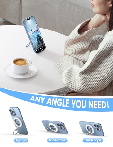 Lamicall Magnetic Phone Ring Grip Stand, Stable Dual-Hinge for MagSafe - color: Snow White