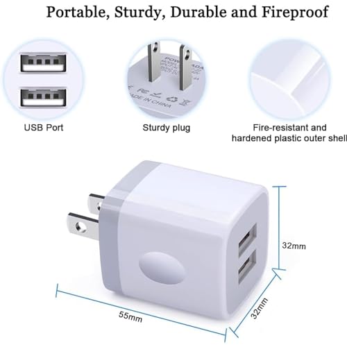 USB Wall Charger Adapter, FiveBox 5Pack 2.1Amp Fast Dual Port Wall USB Plug