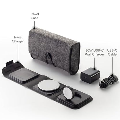 Mophie 3-in-1 Travel Charger with MagSafe - Portable Wireless Charging Hub - color: Black, style: Gen 1