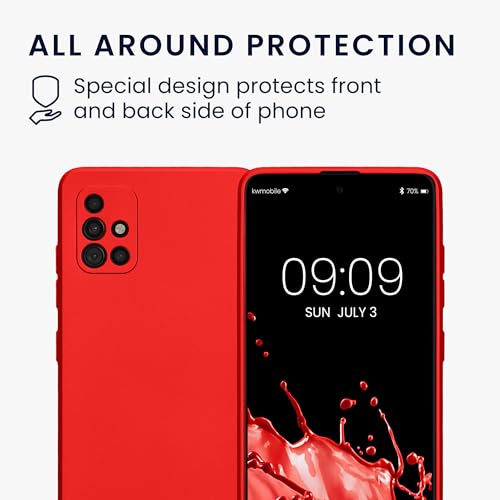 kwmobile Case Compatible with Samsung Galaxy A51 Case -Soft TPU Back Phone Cover - with Metallic Look - Metallic Dark Red - color: metallic dark red, size: Galaxy A51