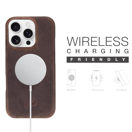 BLACKBROOK Wallet Case for iPhone 16 Pro Max – Burkley 2-in-1 Detachable Folio, MagSafe Compatible, RFID Blocking – Full Grain Leather with Natural Patina, 3 Card Slots, Premium Gift Box - color: Distressed Coffee, size: iPhone 16 Pro Max