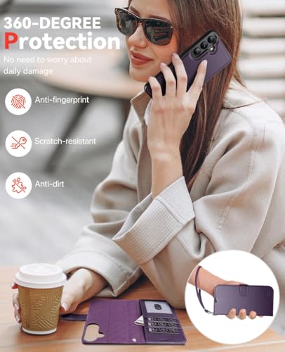 OCASE for Samsung Galaxy S26 Detachable Wallet Case with Card Holder, [2 in 1] PU Leather Flip Folio Case with RFID Blocking Stand Wrist Strap Shockproof Phone Cover 2026, Dark Purple - color: Dark Purple, size: Samsung Galaxy S26
