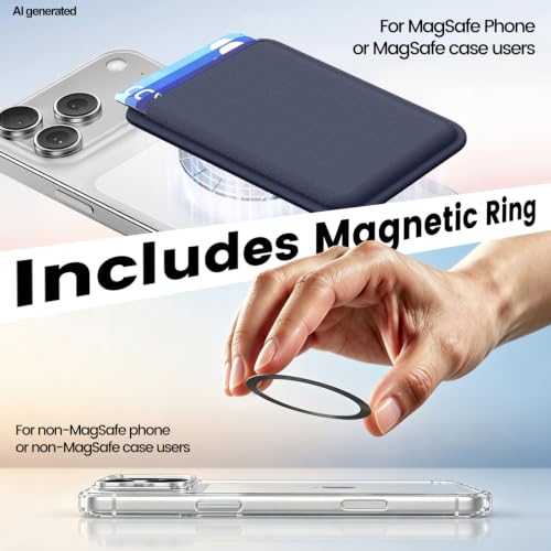 MagSafe Wallet Stand RFID Card Holder Thin Leather with Strong Magnets - color: Blue
