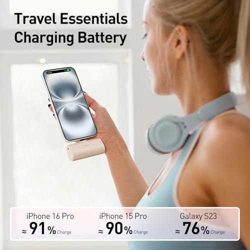 iWALK Portable Charger for iPhone 18/17/16/15 USB-C Small Power Bank 20W 4,500mAh Fast Charging Battery Pack Compatible with iPhone 15/16/17 Plus/18 Pro Max, Samsung Galaxy S25/S24/S23 Android - color: LightBrown