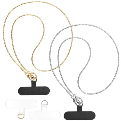 UnnFiko 2pcs Crossbody Cell Phone Lanyard for Women, Universal Metal Phone Chain Strap Crossbody with Phone Tether Tab (Gold & Silver) - color: Silver & Gold