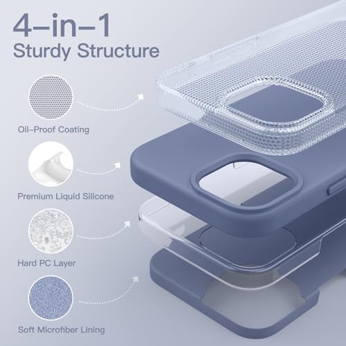 JETech Silicone Case for iPhone 15, Winter Blue | Silky Soft Touch, Shockproof Protection, Scratch Resistant, Microfiber Lining - color: Winter Blue, size: iPhone 15