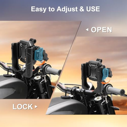 Motorcycle Bike Phone Mount with Vibration Dampener,360°Adjustable Dual Ball Head & Anti-Shock Handlebar Holder for Bicycle Scooter ATV Fit For (5.4-7.2")iPhone 16/15/14/13 Pro Max,M8x1.25, 75024 - size: Phone Holder M8